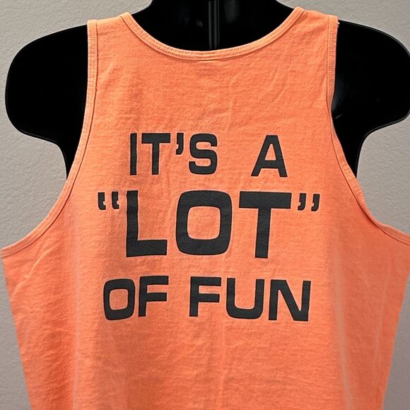 Vintage 90s Park Here Its A Lot of Fun Tank Top Shirt Parking USA Orange L Large - Picture 7 of 10